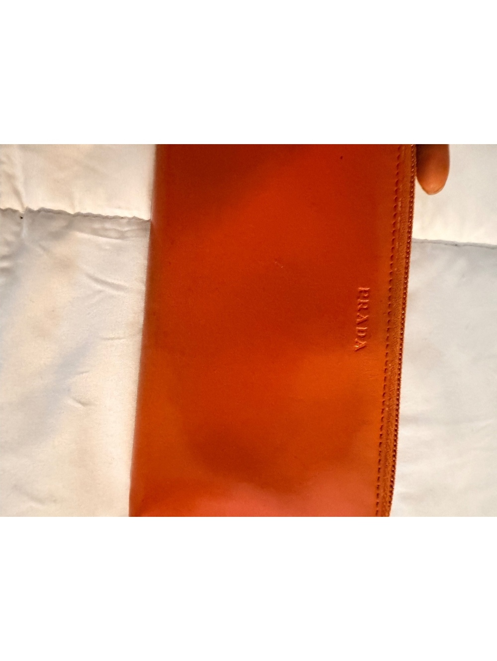 Prada Orange Leather Zip-Around Wallet